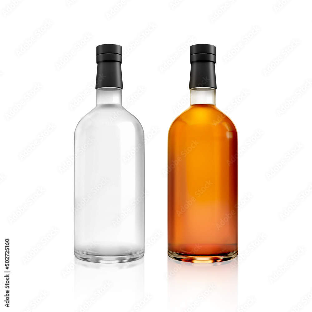 a bottle of alcohol on a white background. 3d render