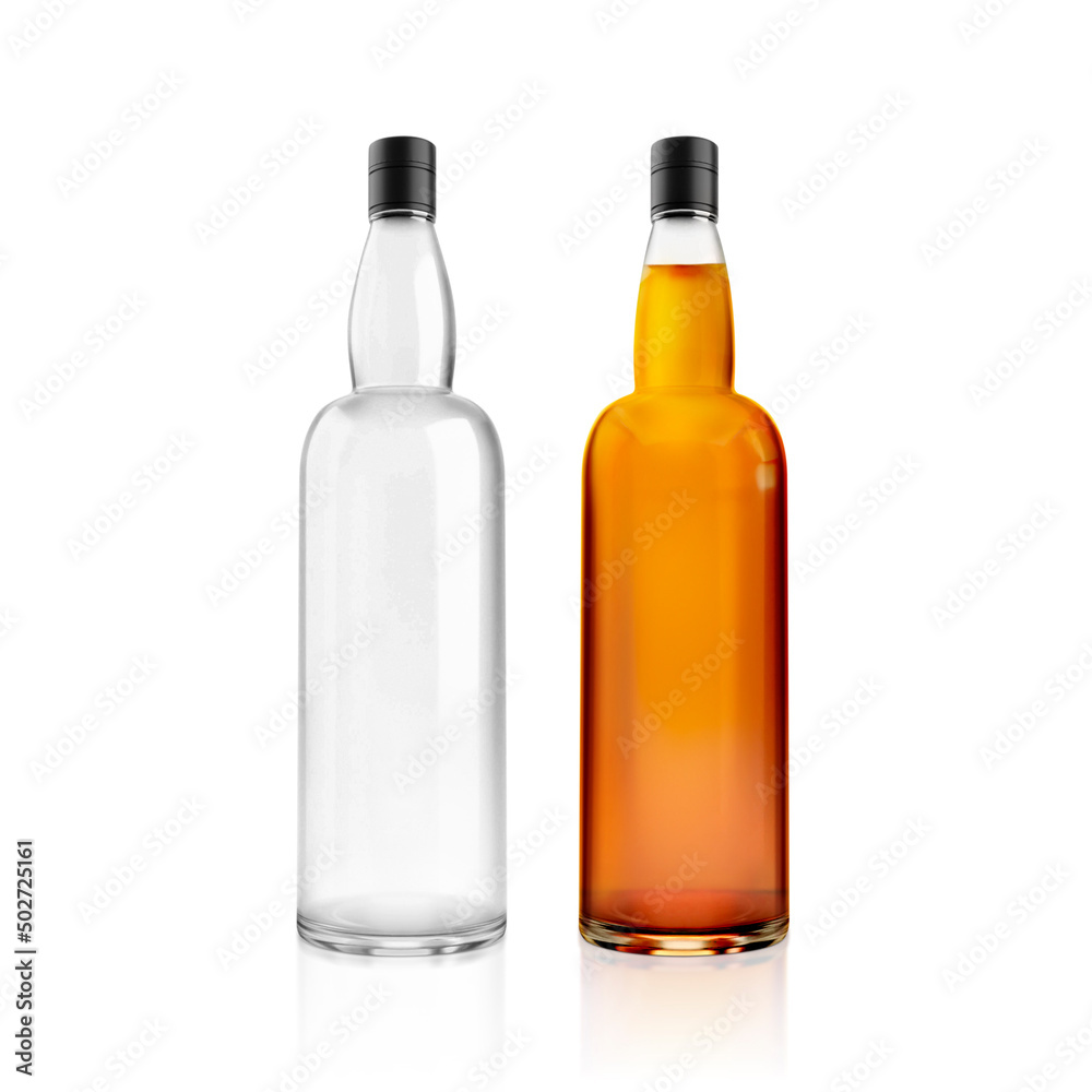 a bottle of alcohol on a white background. 3d render