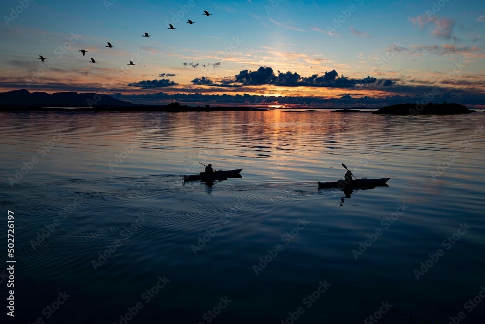 Fototapeta premium Sunset from Salhussundet, Northern Norway,scandinavia,Europe