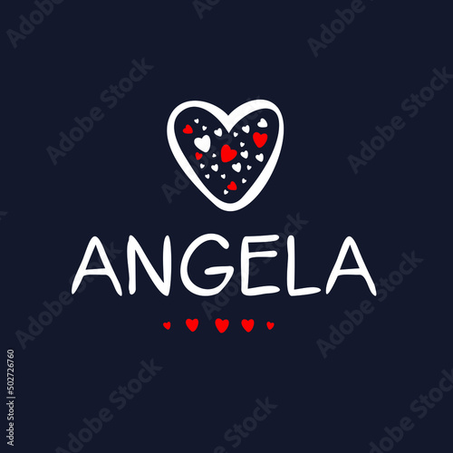 Angela Calligraphy female name, Vector illustration. photo