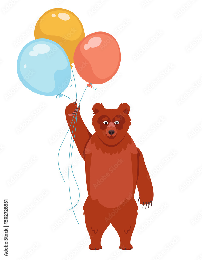 Bear holding balloons. Animal in cartoon style. Bear holding balloons. Animal in cartoon style.