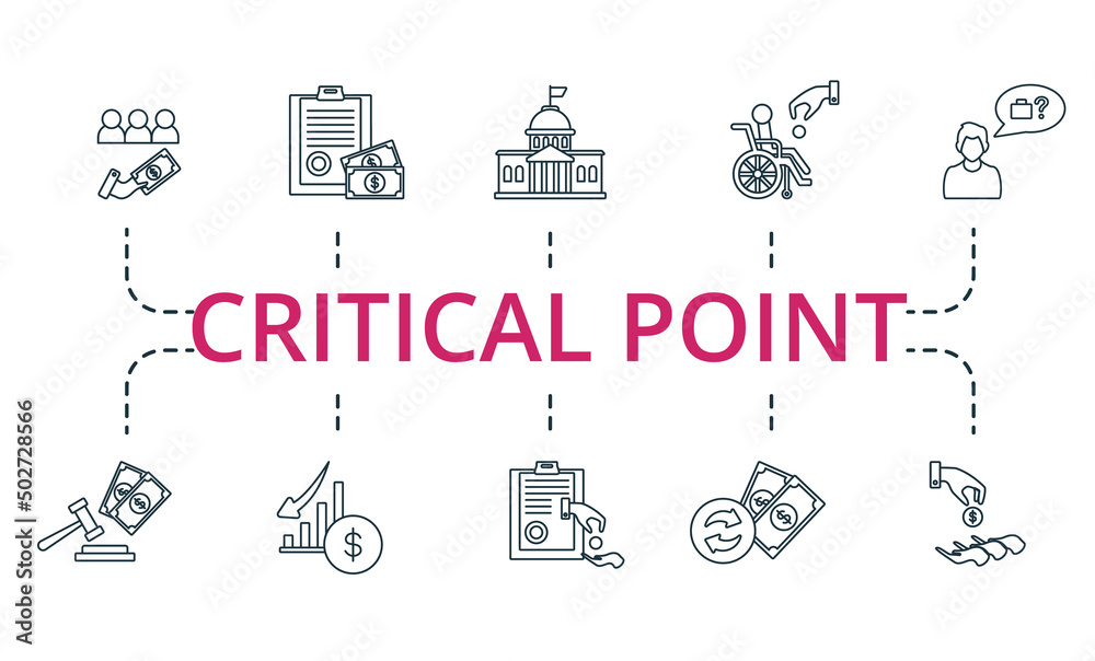 Critical Point set icon. Editable icons critical point theme such as unemployment, state, compensation and more.