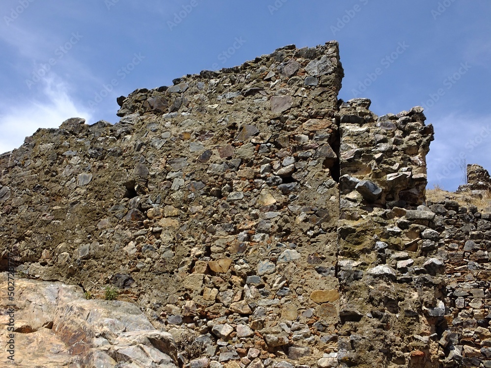 Ruin walls of the historic castle in MAgacela, Extremadura - Spain 