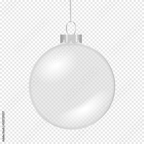 Glossy realistic Christmas ball isolated on a transparent background