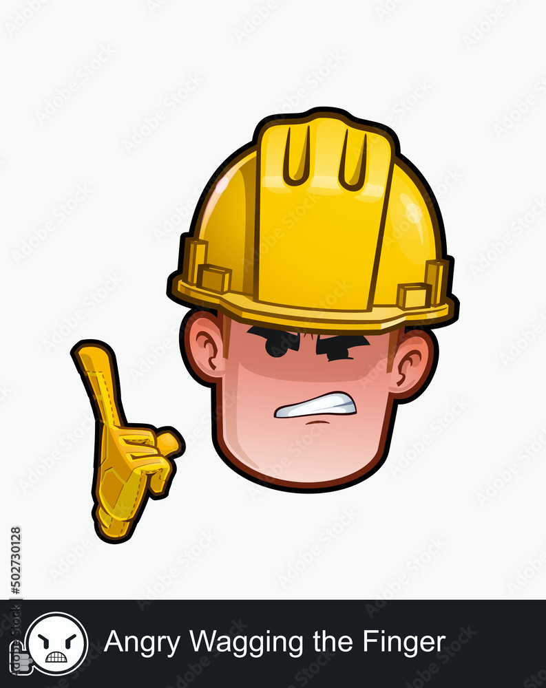 Construction Worker - Expressions - Negative - Angry Wagging the Finger Construction Worker - Expressions - Negative - Angry Wagging the Finger