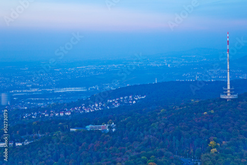 Cityscape of Stuttgart city in a foggy day, Germany. © Tanya