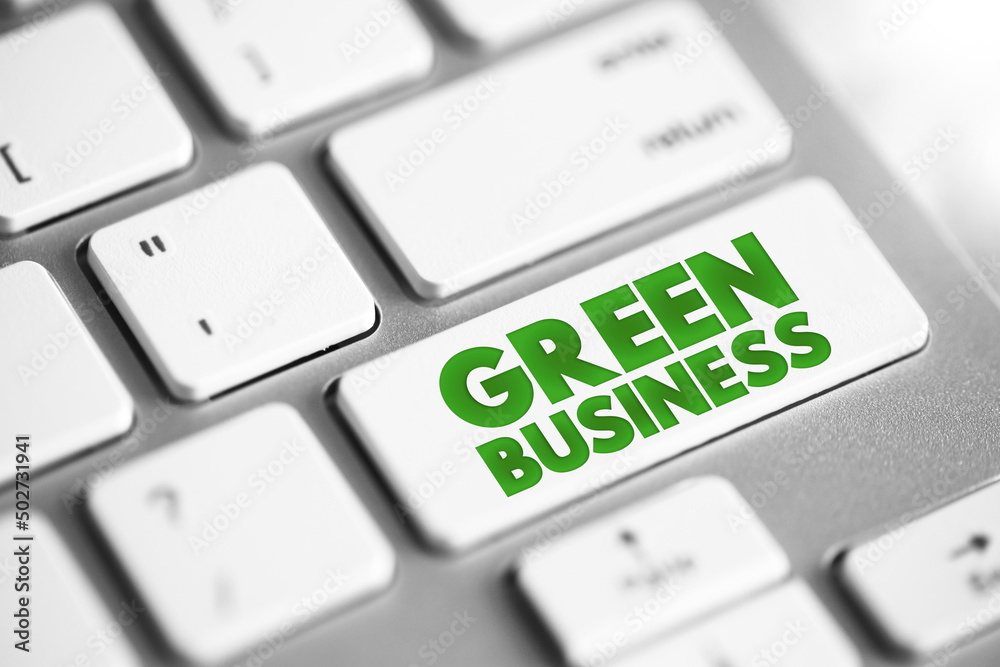 Green Business - enterprise that has minimal negative impact or potentially a positive effect on the global or local environment, text button on keyboard Green Business - enterprise that has minimal negative impact or potentially a positive effect on the global or local environment, text button on keyboard