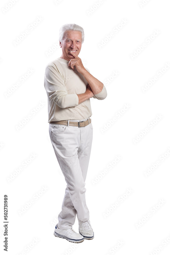Full growth, senior man posing on white background Full growth, senior man posing on white background