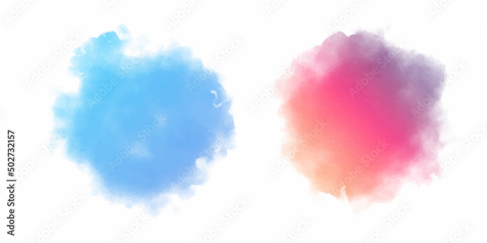 Red and blue watercolor brush stroke design vector set