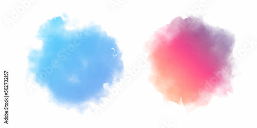 Red and blue watercolor brush stroke design vector set