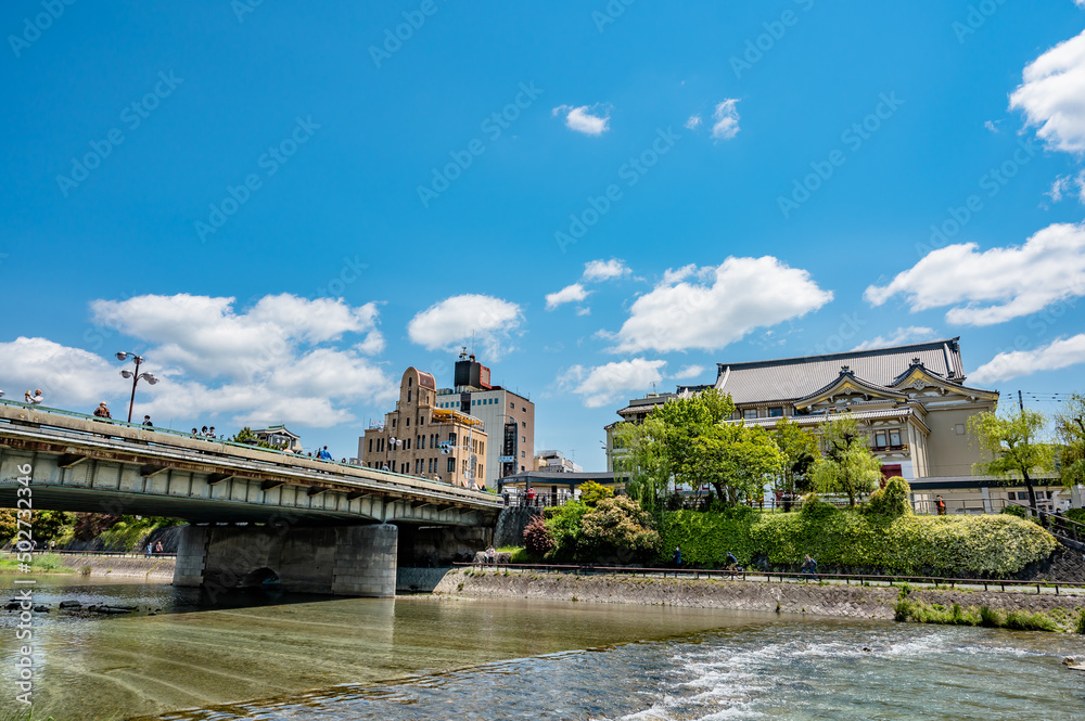 Fototapeta premium 新緑の京都鴨川