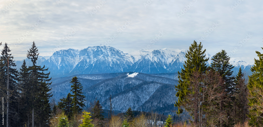 Mountain landscape in winter - Bucegi mountains, Romania