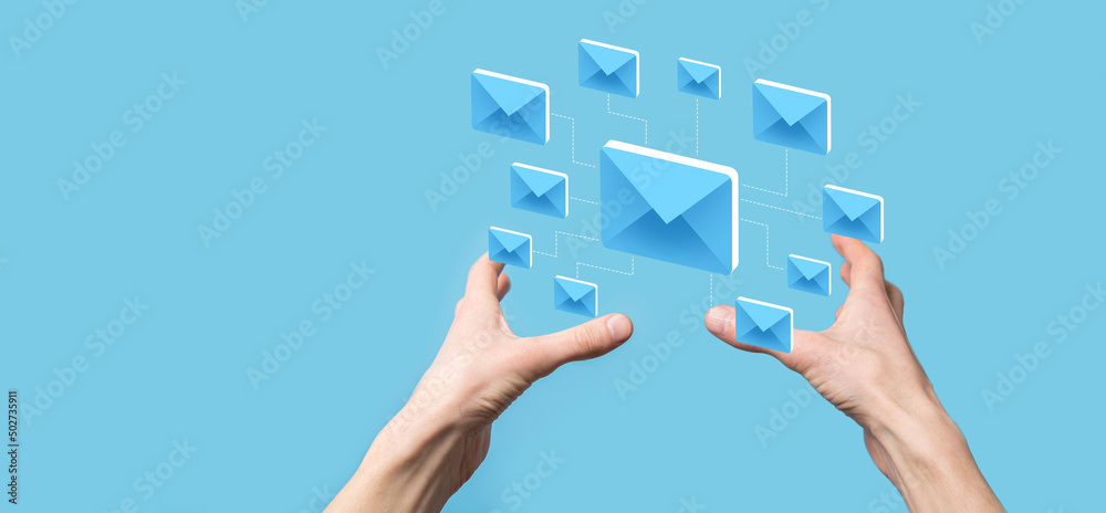Email marketing and newsletter concept.Contact us by newsletter email and protect your personal information from spam mail concept.Scheme of direct sales in business. List of clients for mailing. Email marketing and newsletter concept.Contact us by newsletter email and protect your personal information from spam mail concept.Scheme of direct sales in business. List of clients for mailing.