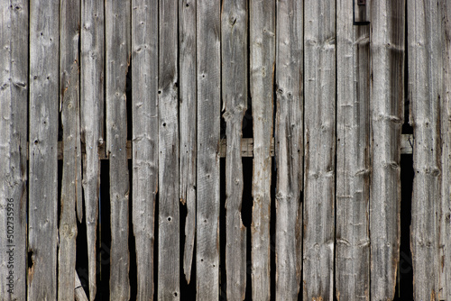 Weathered and damaged wooden panel background  old barn facade