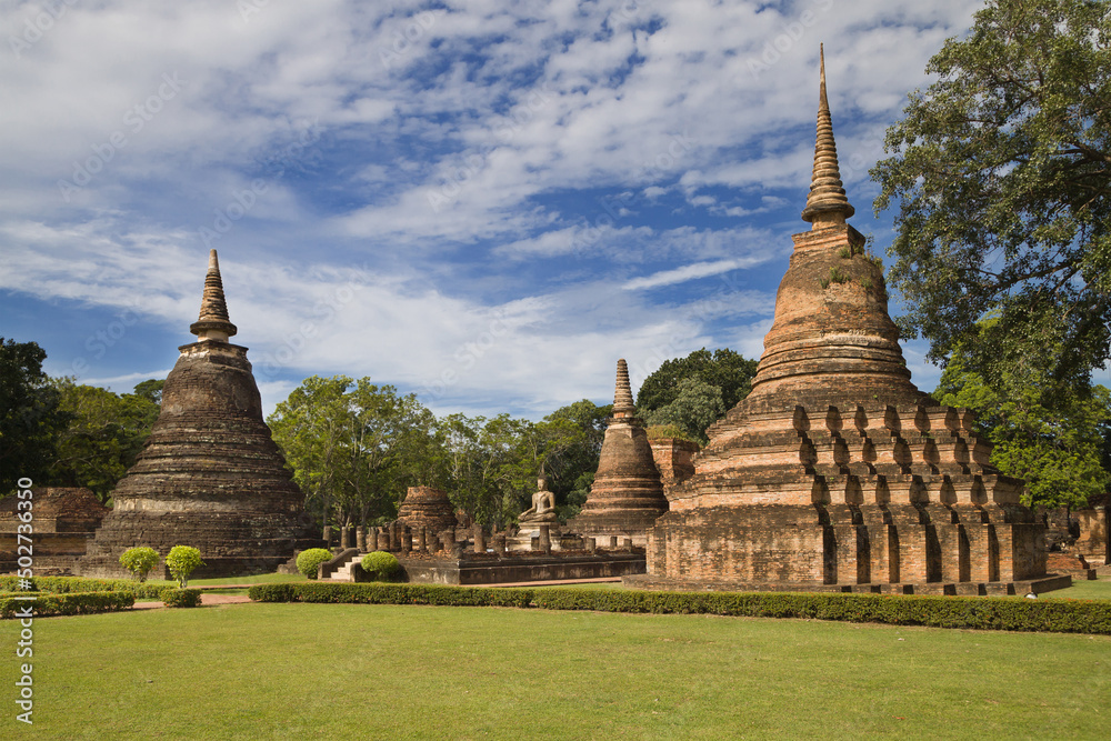 Minor Pagodas at Wat Mahathat in Sukhothai, Thailand