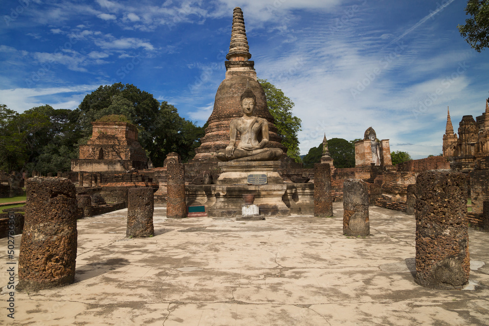 Bell-shaped Chedi at Wat Mahathat in Sukhothai, Thailand