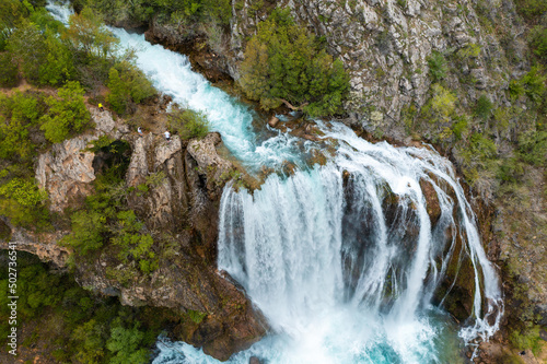 Aerial view of Krcic waterfall in Knin  Croatia