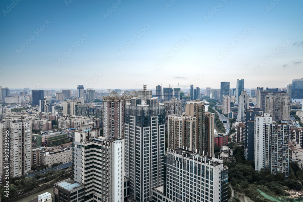 Obraz premium Aerial photography of Chengdu modern architectural landscape large format