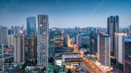 Aerial photography of Chengdu city night large format © 昊 周