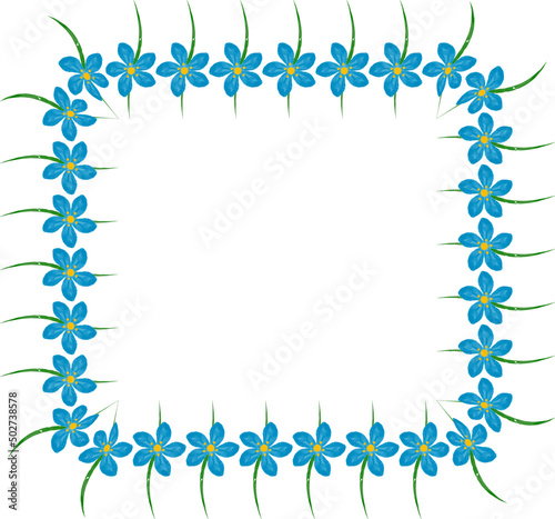 Wallpaper Mural A square frame of flowers in trendy blue shades done in watercolor manner. Torontodigital.ca