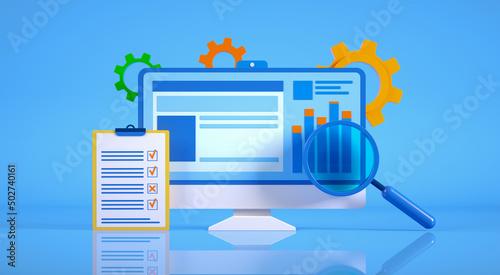 Testing, Analyzing, Quality Control Concept 3d