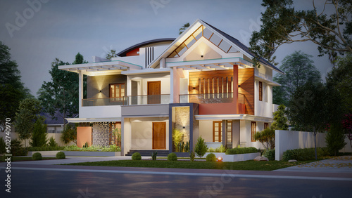 3d illustration of a newly built luxury home