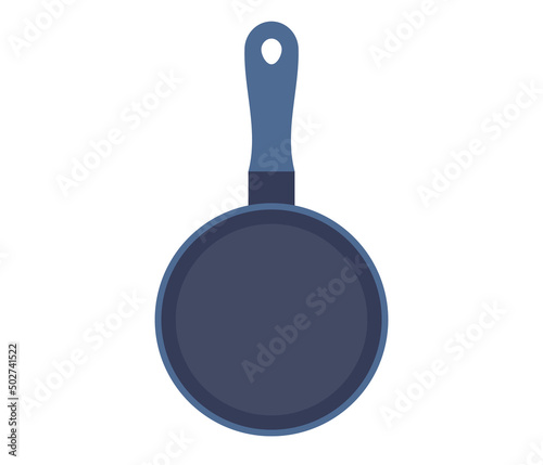 Frying pan top view icon. Kitchenware. Vector flat illustration