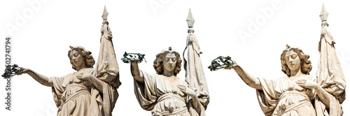 Marble statue of Beautiful Italy (Bella Italia), 1864, monument to the fallen of the 10 days of Brescia. Sculptor Giovanni Battista Lombardi (1822-1880). Brescia, Piazza della Loggia, Lombardy, Italy. photo