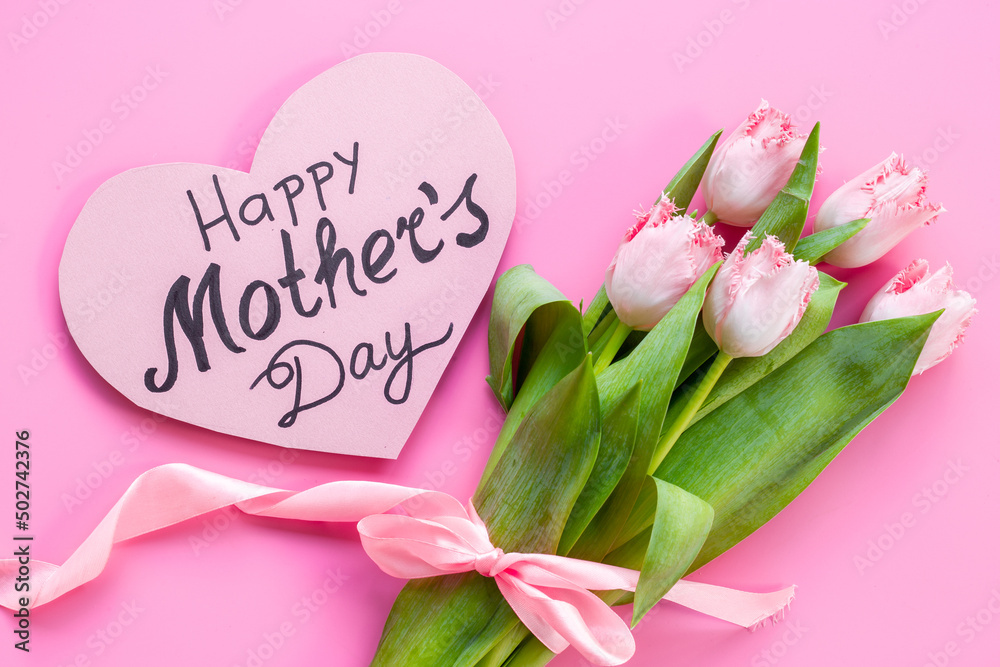 Happy Mothers day greeting card with tulip flowers Happy Mothers day greeting card with tulip flowers