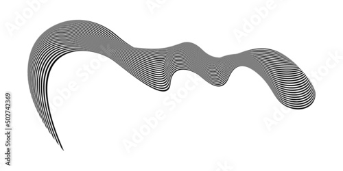 Waving flag as a brush stroke with zebra texture. Vest striped with fabric Black and white stripes curved in a bizarre way with waves curving along the trajectory