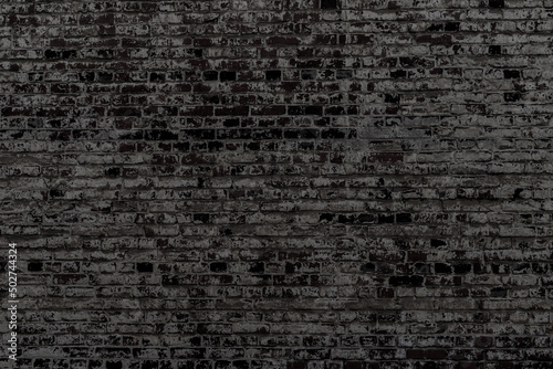 Old black brick wall. 