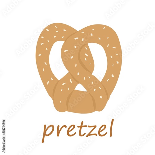 German pastry pretzel. Vector illustration of fresh pastries.