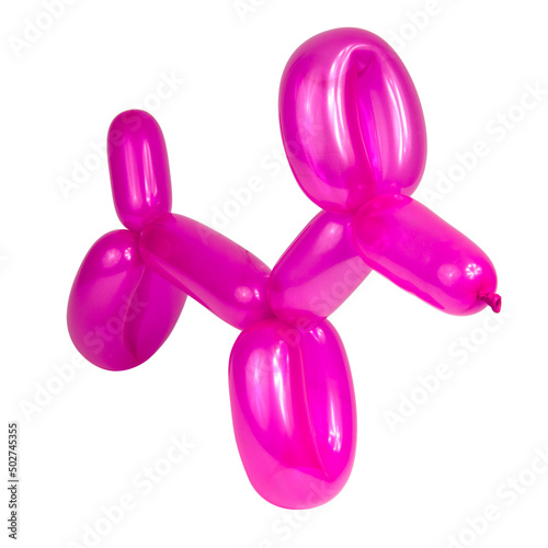 Pink balloon dog model party fun isolated on the white background