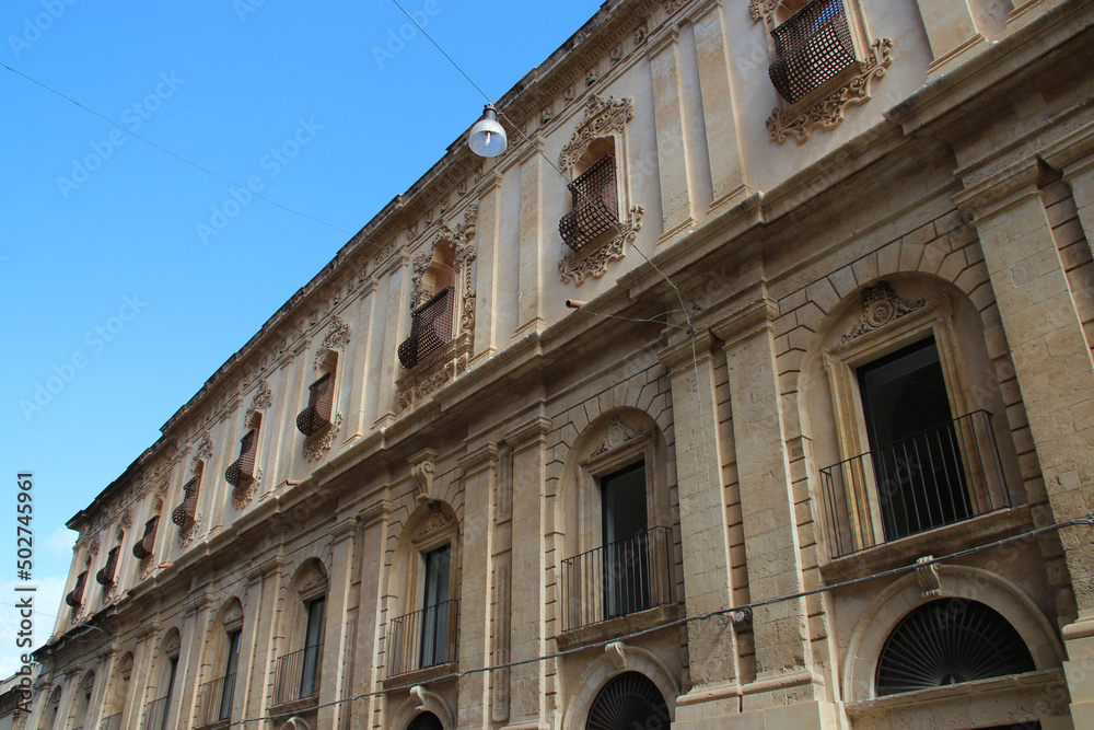 baroque building (palace ?) in noto in sicily (italy) 