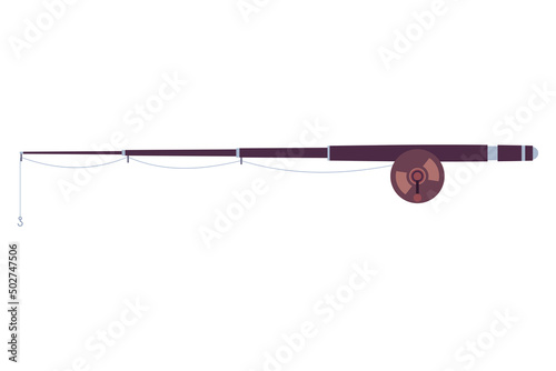 Fishing rod with a hook vector cartoon illustration isolated on a white background.