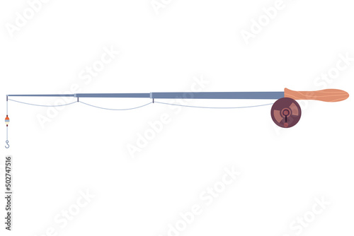 Foto Fishing rod vector cartoon illustration isolated on a white background