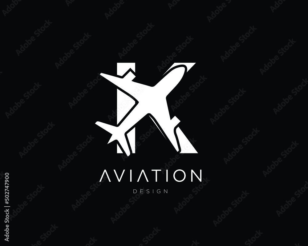 Minimalist Letter K Aviation Logo Design | K Airplane Logo Design