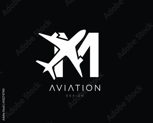 Minimalist Letter M Aviation Logo Design | M Airplane Logo Design