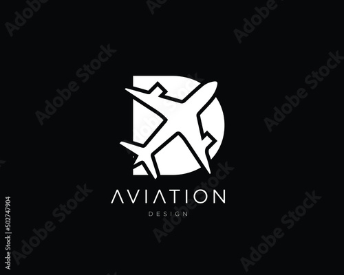 Minimalist Letter D Aviation Logo Design | D Airplane Logo Design