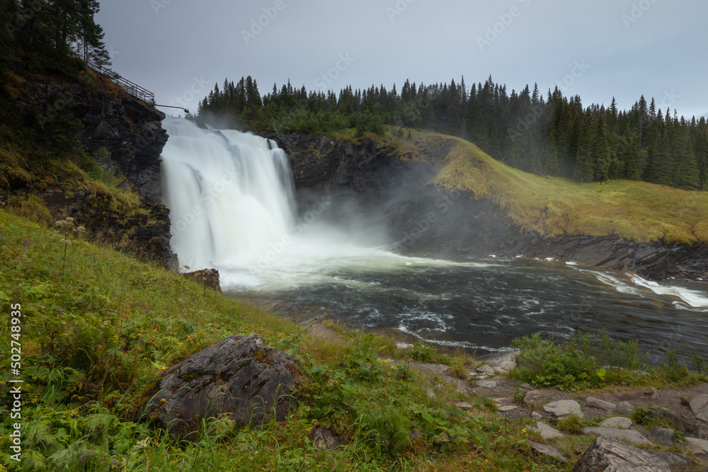 Large waterfall Tannforsen in Sweden Large waterfall Tannforsen in Sweden