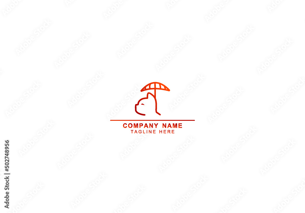 cat with umbrella minimal and abstract logo cat with umbrella minimal and abstract logo