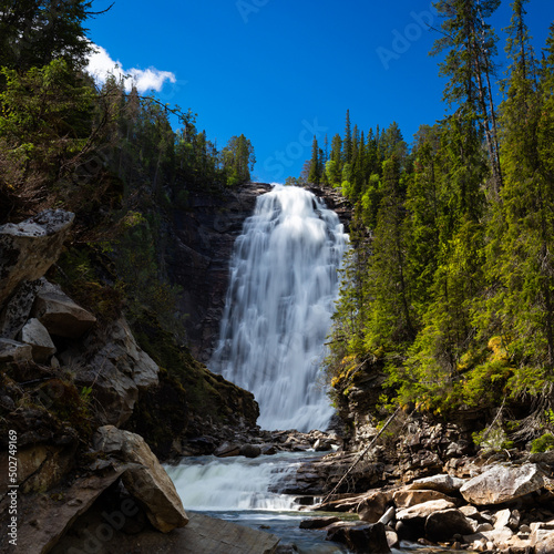 Big waterfall in summer setting