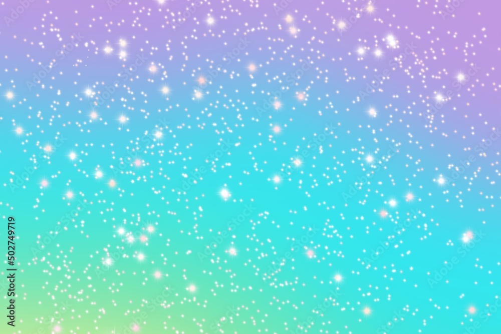 Abstract fantasy rainbow unicorn background with magic sparkles, stars.