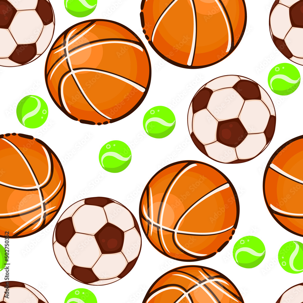 Seamless pattern sports balls. Vector illustration