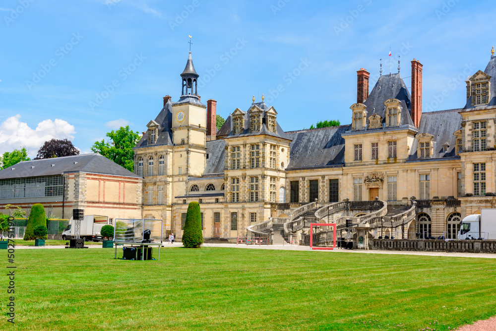 Medieval Fontainebleau palace (Chateau de Fontainebleau) in France