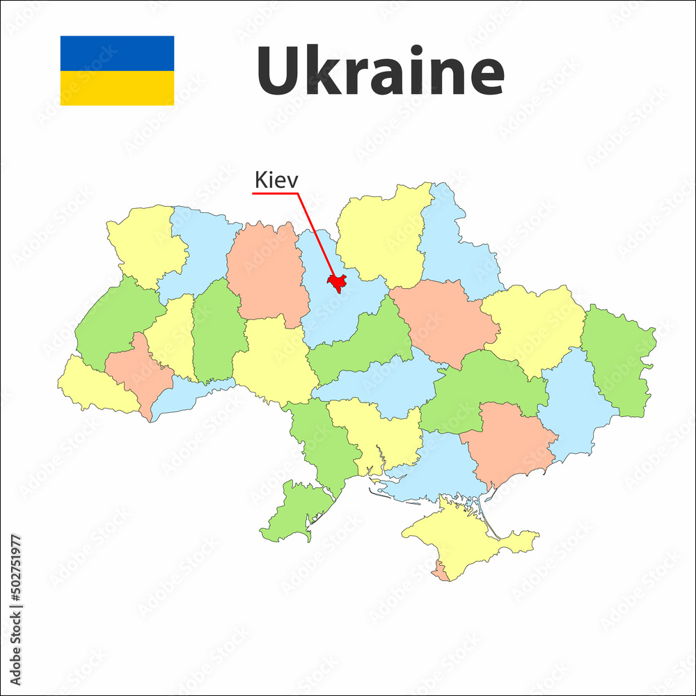 Fototapeta premium Map of Ukraine with city borders. Vector illustration.