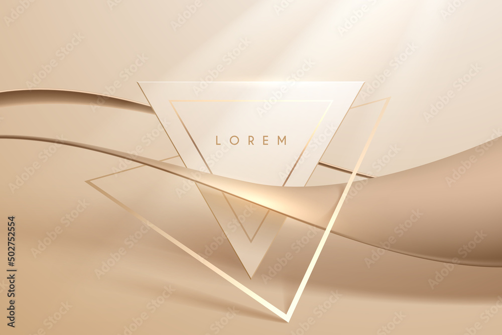 Abstract soft gold shapes with light effect
