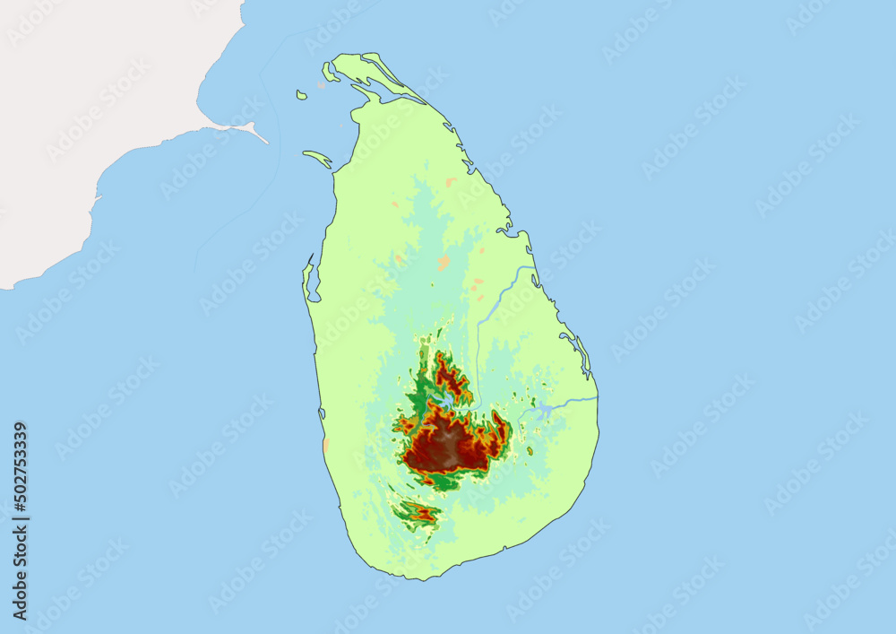 High Detailed Vector Sri Lanka Physical Map Topographic Map Of Sri 1000 F 502753339 RMwy0M7LlPxgL6t2Pej1iMdEaihOAigx