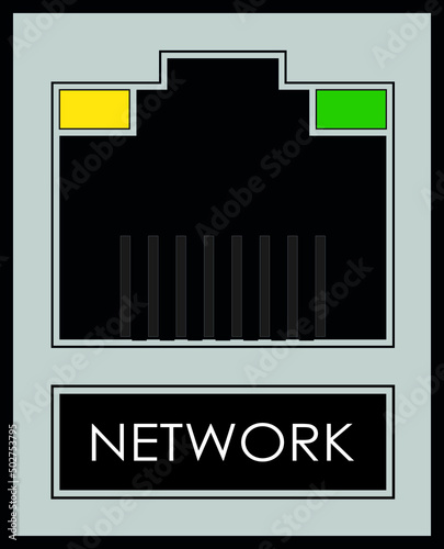 Ethernet port icon, rj45 network socket, 8p8c network socket.