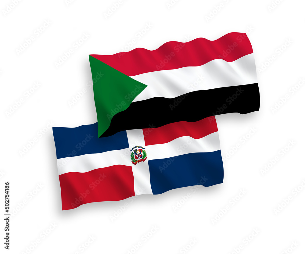 Flags of Dominican Republic and Sudan on a white background Flags of Dominican Republic and Sudan on a white background